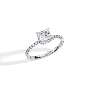 Anillo de compromiso de diamantes con corte princesa para mujer, engaste de púas, oro de 10k - Product Image 5