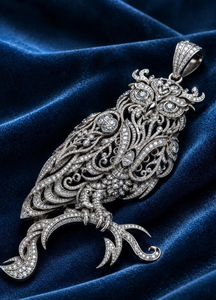 Colgante de moissanita con diseño de búho, collar vintage hueco con dije de pájaro y diamantes de imitación, ideal para regalo de fiesta - Product Image 2