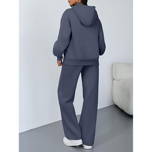 Women Modern Casual Tracksuit Hooded Pullover and <b>Elastic</b> Waist Sweatpants - Product Image 4