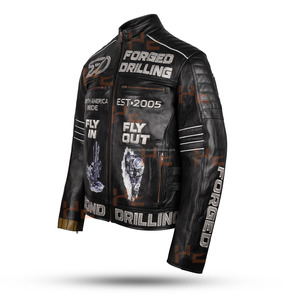 Full Body Embroidery Motorcycle Genuine Cowhide Heavy Thick Grain Leather Biker <b>Jacket</b> for <b>Men</b> - Product Image 3