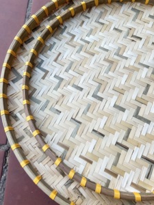 Kitchen Restaurant Food Drying & Display Handmade Round Bamboo <b>Trays</b> with Handwoven Lightweight Pattern Vietnam - Product Image 3