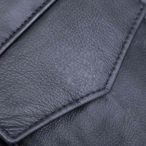 Men's Black <b>Leather</b> Casual <b>Shirt</b> Long Sleeve Button Front Turn-Down Collar Solid Color Workwear Style Autumn Wear - Product Image 5