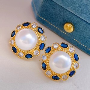 Ensemble de bijoux fins importés Haoshi - Boucles d'oreilles en perles de tournesol + collier 8 mm en argent pur, épingle d'oreille de taille environ 8 mm - Product Image 2