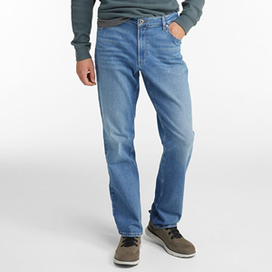 Jean en denim délavé bleu clair coupe droite ample pour homme, pantalon décontracté en coton taille mi-haute, style printemps, fournisseur de denim. - Product Image 5