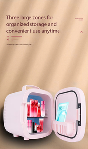 <b>Portable</b> Mini Beauty <b>Fridge</b> 6L Pink Rectangle Shape With Glow Mirror For Makeup Storage Personal Care Use - Product Image 6
