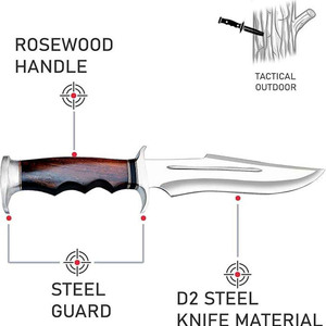 Nouveauté : Couteaux Bowie Drop Point en Acier Damas de Haute Qualité, Personnalisables pour le Camping et la Chasse (OEM) - Product Image 6