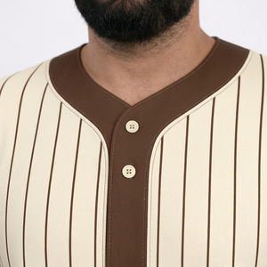 Ensemble de vêtements de baseball pour hommes, maillot rayé et pantalon, manches courtes, fermeture à boutons, respirant, toutes saisons, coupe régulière pour adultes - Product Image 5