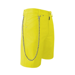 Shorts Bermuda jaunes taille haute pour homme avec chaîne décorative, style décontracté, fermeture boutonnée - Product Image 2