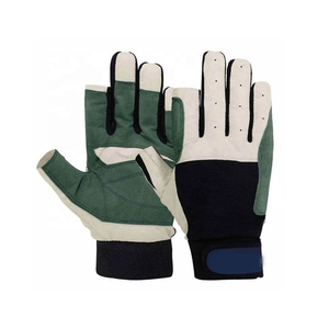 Guantes de pesca de medio dedo, de cuero verde y blanco, con cierre de gancho y bucle, unisex, para todas las estaciones, transpirables, ecológicos - Product Image 1