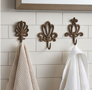 Antique Metal Wall <b>Hooks</b> Set Of 3 Flower Pattern Rust Resistant For Clothing Storage Vintage Design Home Decor - Product Image 6