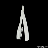 Rasoir de barbier pliant professionnel vintage en plastique avec logo personnalisé, lame simple en acier inoxydable de qualité, confortable