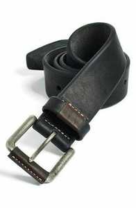 Achetez en ligne une ceinture en cuir véritable avec boucle noire, boucle en métal résistante à la rouille, ceintures de style décontracté pour hommes. - Product Image 5