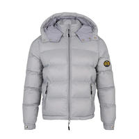Veste matelassée noire pour homme, col montant, fermeture éclair, coupe-vent, manteau d'hiver