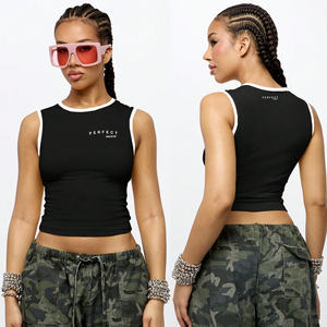 Camisetas sin mangas para mujer Perfect Industry 2026, personalizadas, 100% algodón, 220-240GSM, ropa femenina, estampado de letras, camiseta sin mangas con contraste de color. - Product Image 2