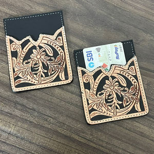 Nuevo Tarjetero de Cuero Vacuno Genuino con Bloqueo RFID para Negocios y Viajes, Diseño Floral, Mini Tarjetero de Cuero Repujado - Product Image 4