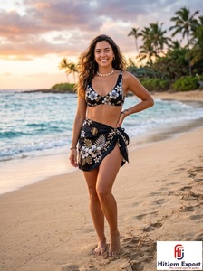 Pareo de playa tropical de satén de lujo, ligero, con estampado floral, para el verano, fabricante OEM ODM de tela personalizada - Product Image 6