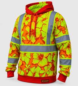 Men High Visibility Safety Hoodie Reflective <b>Fleece</b> Workwear Sweatshirt Custom Reflective Safety Hoodie - Product Image 2
