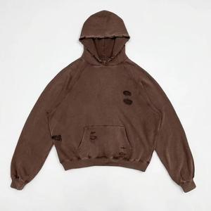 Latest Design Custom Streetwear <b>Hoodie</b> No <b>String</b> Fleece Blank Vintage Double Layer Acid Wash Sun Faded Distressed 100% Cotton - Product Image 1