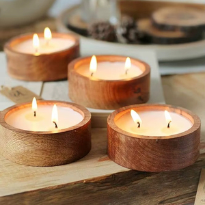 HAndmade wooden crafted candle holder jar <b>tea</b> <b>light</b> durable new eco friendly home decor here set of 4 - Product Image 1