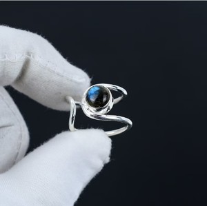 Natural Labradorite Open <b>Ring</b> Handmade <b>Adjustable</b> 925 Sterling <b>Silver</b> Gemstone <b>Ring</b> for Women Men Vintage Wholesale Jewelry - Product Image 2