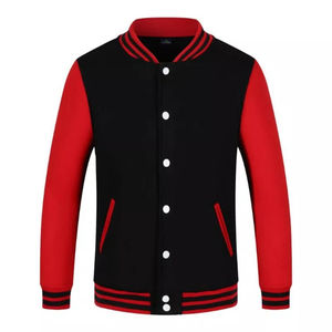 เสื้อแจ็คเก็ตวาร์ซิตี้แบบยูนิเซ็กซ์ ผ้าขนสัตว์ผสม PU ปักลายการ์ตูนรูปหัวใจ แต่งผ้าแบบแพทช์เวิร์ค แขนสีดำเทา ติดกระดุมด้านหน้า สไตล์พรีปปี้ ทรงปกติ - Product Image 4