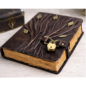 Leather Journal with Lock and Key Personalized Hardcover Diary Antique <b>Tree</b> of Life Handmade Gift Notebook Graduation Rajasthan - Product Image 4