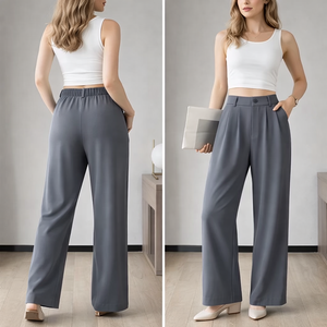 Pantalones Deportivos de Cintura Alta para Mujer, Venta al Por Mayor, Corte Holgado, Casuales, para Oficina, Primavera/Verano - Product Image 1