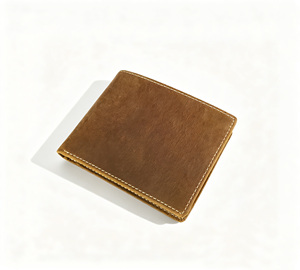 [In Stock] [Retail Price] Castello Vintage Short Open Bi-fold Men's <b>Wallet</b> Genuine Crazy Horse Leather RFID Brown Light Brown - Product Image 4