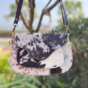Bolso de Mano de Cuero Auténtico de Vaca, Bolso Bandolera Cruzado, Elegante y Popular, Bolso Bandolera de Piel con Pelo para Mujer - Product Image 1