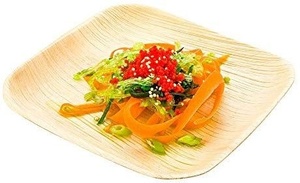 Assiettes de fête en feuilles de palmier Areca, compostables, 6 pouces, forme carrée, assiettes jetables pour les anniversaires et les mariages - Product Image 1