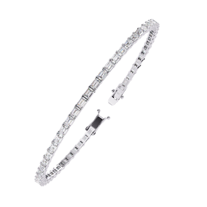 Pulsera de tenis de moissanita chapada en oro de 18 quilates para mujer, con corte baguette y engaste de canal, joyería para uso diario - Product Image 3