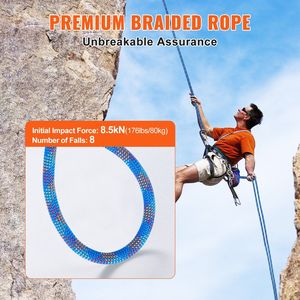 Corda da Arrampicata Dinamica per Esterni 10.2mm 70M (230ft) in Fibra Elastica, Tensione di Rottura 25KN, Accessorio per Attrezzatura da Arrampicata - Product Image 3