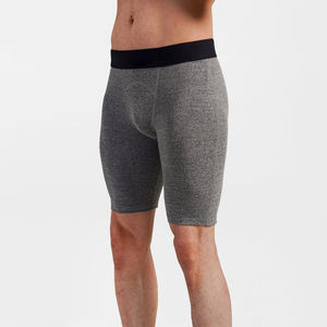 <b>Men's</b> Solid Gray Cotton Spandex <b>Compression</b> <b>Shorts</b> Mid Waist Elastic Breathable Casual Knitted - Product Image 3