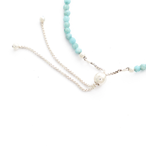 Pulsera Minimalista de Plata de Ley 925 con Cuentas y Piedras Naturales de Larimar para Uso Diario, Joyería Unisex - Product Image 3