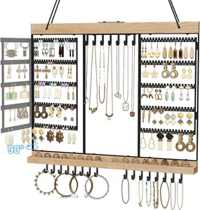 Wooden Jewelry Display Stand with 5 Tier Rotating Earrings Holder for Necklaces Bracelets Organizers - Product Image 6