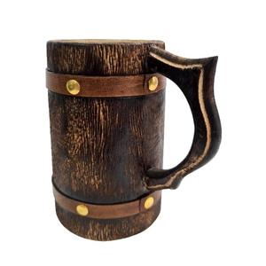 Vintage Wooden Beer Mug Handmade Eco-Friendly with Lid and Hand Grip <b>for</b> Men Camping Travel Outdoor Engraved - Product Image 1