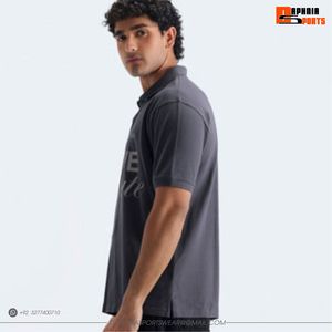DAPHNIA Creative State Men's <b>Grey</b> Short Sleeve <b>Polo</b> <b>Shirt</b> Regular Fit Cotton Oxford Casual Wear Front Print Design <b>Shirt</b> - Product Image 3