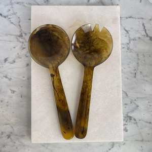 Ensemble de 2 serveurs à salade en résine marbrée verte, légers, compatibles lave-vaisselle, SOFIYA CRAFT - Product Image 4