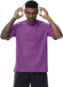 T-shirt pour homme en coton de haute qualité, délavé à l'acide, séchage rapide, écologique, doux, respirant, en jersey tricoté, pour usage décontracté, vente en gros, personnalisable - Product Image 2
