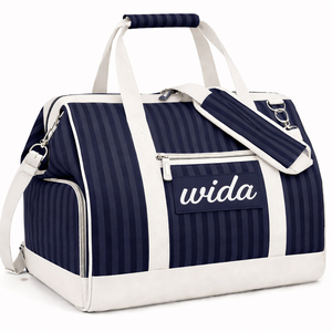 Custom Logo Zipper Fashion Duffel Bag Gym Travel & Sports Polyester Fabric PU <b>Leather</b> Trim Waterproof <b>Large</b> Capacity - Product Image 1