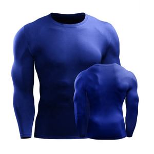 T-shirt de compression à manches longues pour homme, 90 % polyester, avec logo personnalisé, idéal pour le basketball, la course et l'entraînement, sous-vêtement technique pour la gym - Product Image 2