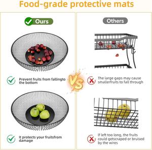 Contemporary Slatted Wire Mesh Fruit <b>Basket</b> Matte Black Powder Coated Metal Bowl Storage Vessel Dining <b>Table</b> Decor - Product Image 4