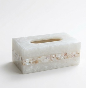 Kit d'accessoires hygiéniques de salle de bains en cristal, ensemble en résine avec mère de perle, boîte de mouchoirs moderne - Product Image 1