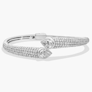 Pear Lab Grown Diamond <b>Bangle</b> <b>Bracelet</b> in Yellow Gold - Product Image 5