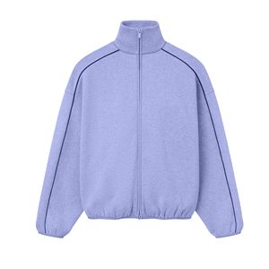 Unisex Oversized Fleece Zip-Up Jacket Solid Stand Collar Casual Regular Sleeve Autumn Knitted Top - Product Image 3