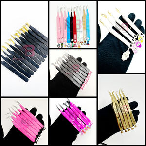 Stainless Steel Eyelash Tweezers for Applicable <b>Removal</b> or Adjustment of False Eyelashes or Lash Extensions with Charm <b>Tile</b> - Product Image 6