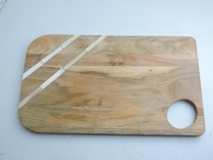 Tabla de cortar rectangular de madera natural con mango, acabado natural, para cocina, alimentos, pan, frutas, pizza, para uso en restaurantes. - Product Image 4