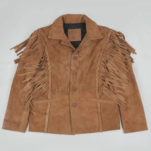 Veste en cuir suédé pour homme, style vintage, à usage durable, avec ourlet et poignets côtelés, d'apparence classique et décontractée - Product Image 3
