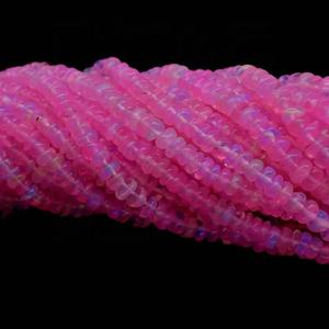 Perles de Rondelle lisse d'opale rose naturelle 3-4.5mm pour la fabrication de bijoux perles d'opale de Rondelle d'opale rose - Product Image 1