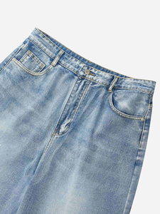 Jean baggy délavé vintage uni/à motifs pour homme, pantalon en denim large style streetwear Y2K, coupe régulière respirante décontractée pour femme, style hip-hop - Product Image 4